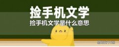 捡手机文学是什么意思
