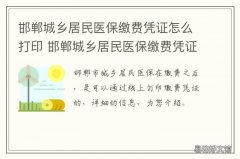 邯郸城乡居民医保缴费凭证怎么打印 邯郸医保参保凭证网上打印