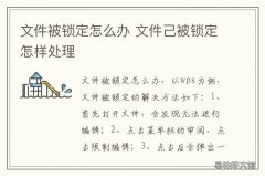 文件被锁定怎么办 打开文件被锁定