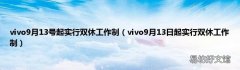 vivo9月13日起实行双休工作制 vivo9月13号起实行双休工作制